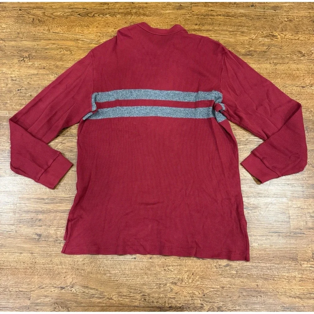 Polo Ralph Lauren‎ Red Waffle Knit Thermal Golf Long Sleeve Polo Shirt Men's 2XL